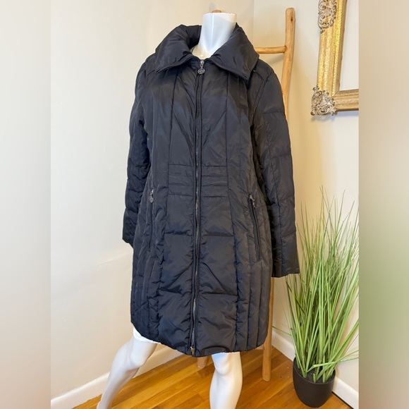 Anne Klein Black Down Filled Long Puffer Coat XL - Picture 2 of 7